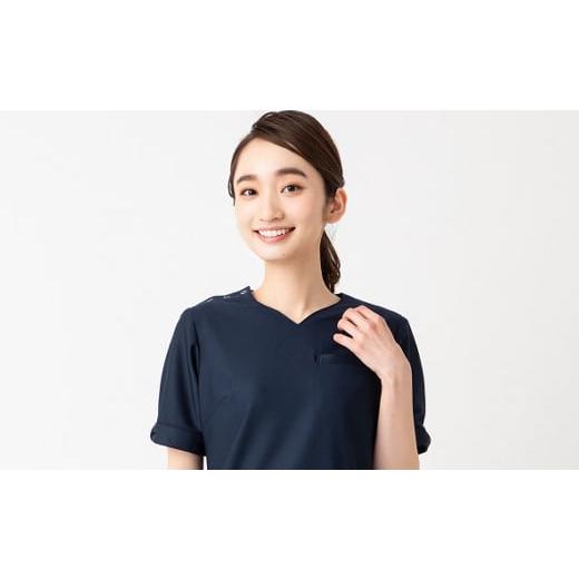 ふるさと納税 服 女 東京都 台東区 レピウスの白衣 レディース リボンパイピングスクラブ / ネーム刺繍付き (サイズ:2Lサイズ、カラー:ネイビー) サイズ:2…