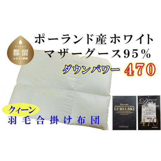 ふるさと納税 タオル・寝具 掛け布団 山梨県 都留市 羽毛合い掛け布団ポーランド産マザーグース９５％ 合掛け クィーン220×210cm dp470の画像