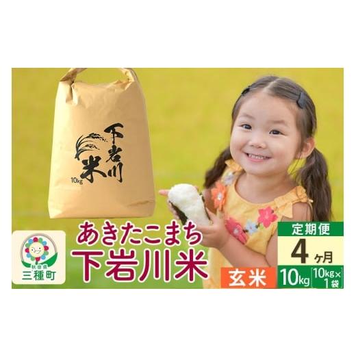 ふるさと納税 米 あきたこまち 秋田県 三種町 R8年新米予約 [4ヶ月定期便] 玄米 あきたこまち 10kg (10kg×1袋) 秋田県三種町産 令和8年産 下岩川米