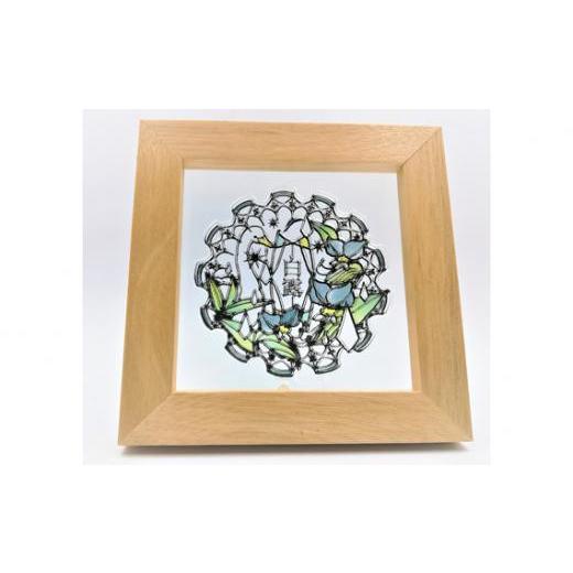 ふるさと納税 陶磁器・漆器・ガラス 埼玉県 川越市 KOEDO川越硝子「切り絵ガラスアート」M(白露) / ステンドグラス エッチング 二十四節気 埼玉県 白露