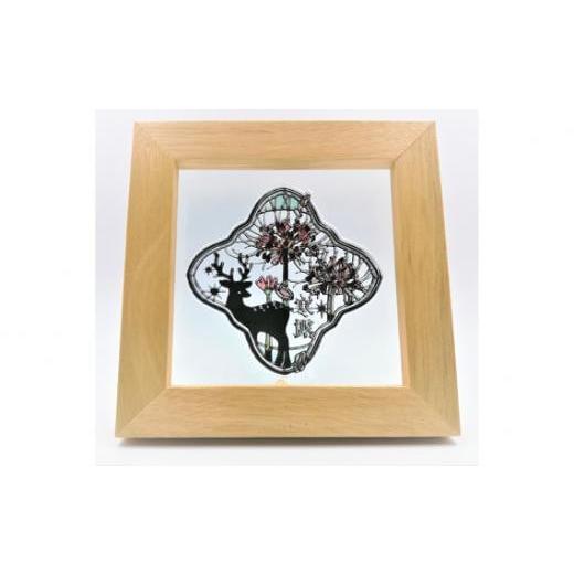 ふるさと納税 陶磁器・漆器・ガラス 埼玉県 川越市 KOEDO川越硝子「切り絵ガラスアート」M(寒露) / ステンドグラス エッチング 二十四節気 埼玉県 寒露