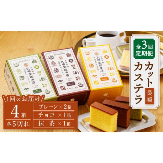 ふるさと納税 菓子 カステラ 長崎県 西海市  嬉しい詰め合わせ 3回定期便 長崎カステラ カットカステラ 4箱入 文明堂総本店 CFG015_1