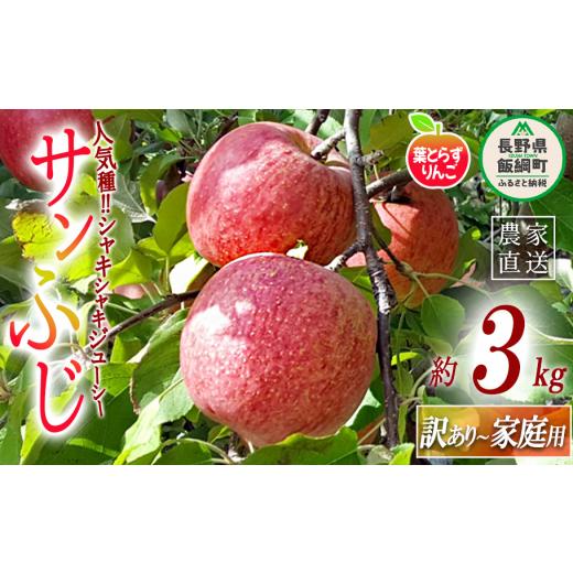 ふるさと納税 りんご 長野県 飯綱町 りんご 葉とらず サンふじ 訳あり 3kg 米澤農園 沖縄県への配送不可 2025年11月下旬頃から2025年12月下旬頃まで順次発送予…