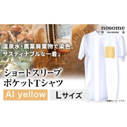 ふるさと納税 服 北海道 本別町 L:サイズ 野の色を着る。温泉水・農業廃棄物で染色したショートスリーブポケット(Tシャツ)AI yellow 合同会社nosome 送料…