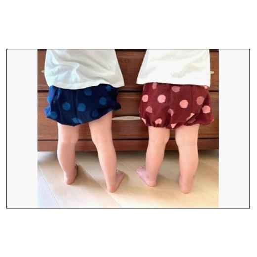 ふるさと納税 服 子ども 福岡県 福岡市 伝統工芸品“絣”を使った ちょうちんブルマ 《福岡市製造　by　TAKUMI Collection》 紺 井桁×アラレ タクミコレクシ…_2