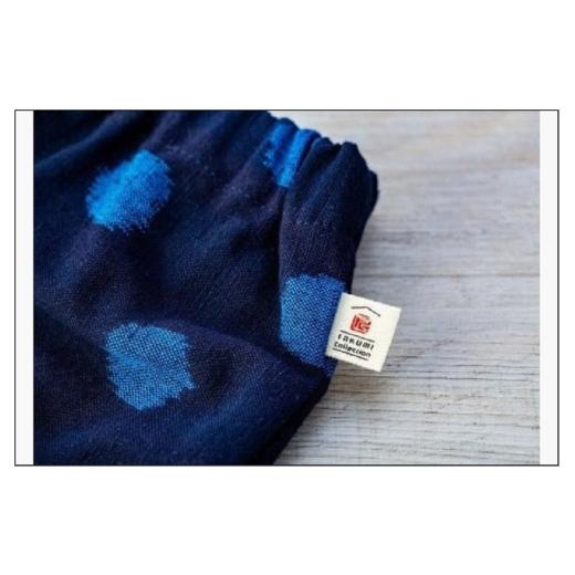 ふるさと納税 服 子ども 福岡県 福岡市 伝統工芸品“絣”を使った ちょうちんブルマ 《福岡市製造　by　TAKUMI Collection》 紺 井桁×アラレ タクミコレクシ…_7