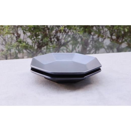 ふるさと納税 食器・グラス 皿 佐賀県 有田町 有田焼 Black Pearl 八角プレート 2枚セット まるふくオリジナル 食器 器 うつわ 磁器 陶磁器 プレート 皿 取皿 …の画像
