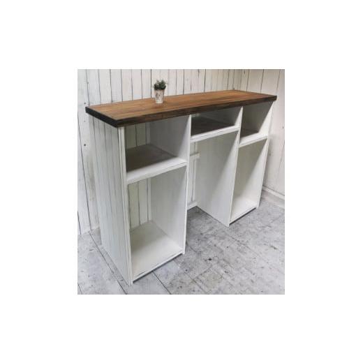 ふるさと納税 雑貨・日用品 インテリア 京都府 亀岡市 ヴィンテージブラウン×ホワイト アンティーク風 無垢材 キッチンカウンター アンティーク風 家具 Dea-…