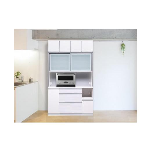 ふるさと納税 家具 収納家具 福岡県 大川市 (ホワイト柾目) 開梱設置 クロノス キッチンボード 上置き付 幅140cm キッチンボード 引き戸 食器棚 オープンボ…