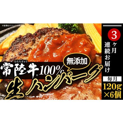 ふるさと納税 茨城県 下妻市 生ハンバーグ120g×6個[常陸牛]100%[3ヶ月連続お届け][ハンバーグ 生ハンバーグ 常陸牛 冷凍 牛肉 贅沢 黒毛和牛 おかず 惣…