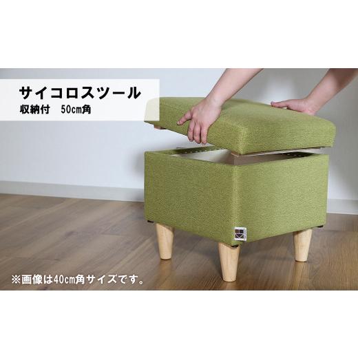 ふるさと納税 家具 北海道 栗山町 サイコロスツール（収納付）50cm角 張地・木脚塗装色選択可 　R009_1