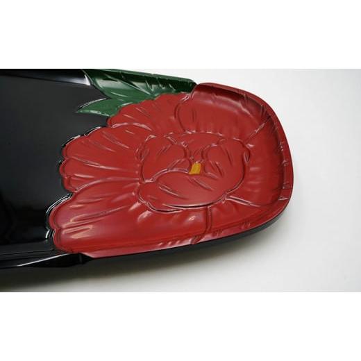 ふるさと納税 木工品・竹工品 富山県 高岡市 コ−ヒ−盆牡丹模様彫入り漆蒔絵 FAD-1011の画像