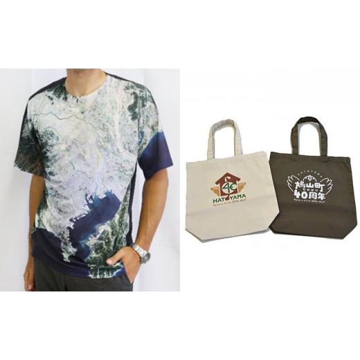 ふるさと納税 服 埼玉県 鳩山町 オリジナル衛星Tシャツ・エコバッグのセット Lサイズ オリジナル衛星Tシャツ Lサイズ