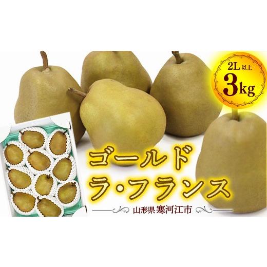 ふるさと納税 梨 山形県 寒河江市 令和8年産 希少な 金系 ゴールド ラ・フランス 3kg（ 8 - 11 玉 ）2Lサイズ以上 サイズおまかせ 山形県産 2026年11月上旬頃…_1