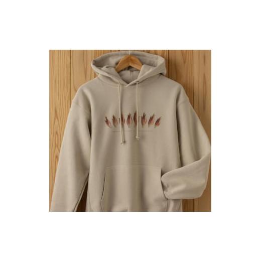 ふるさと納税 服 新潟県 十日町市 0334世界で唯一 着る山菜 みょうがパーカー・ベージュ 裏起毛 XLサイズ XLサイズ