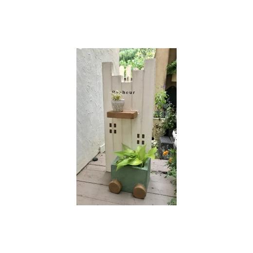 ふるさと納税 京都府 亀岡市 [Moon Rabbit]フェンスの花車プランター[ガーデン雑貨 庭 ガーデニング インテリア 花台 多肉植物 模様替え プラン…