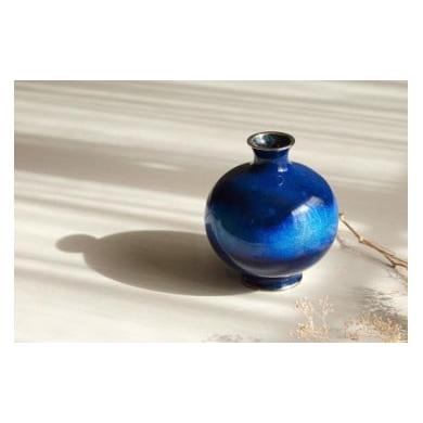 ふるさと納税 陶磁器・漆器・ガラス 愛知県 名古屋市 色:宙(紺透け) 尾張七宝窯元 加藤七宝製作所 4.5寸玉形花瓶 カラー:宙(紺透け)