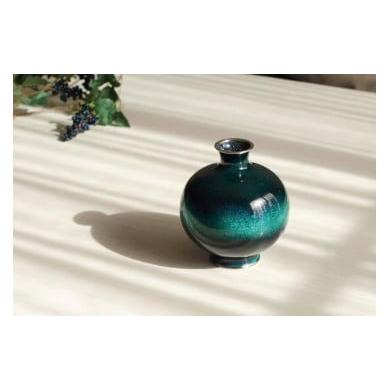 ふるさと納税 陶磁器・漆器・ガラス 愛知県 名古屋市 色:水(緑透け) 尾張七宝窯元 加藤七宝製作所 4.5寸玉形花瓶 カラー:水(緑透け)