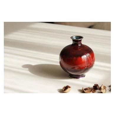 ふるさと納税 陶磁器・漆器・ガラス 愛知県 名古屋市 色:陽(赤透け) 尾張七宝窯元 加藤七宝製作所 4.5寸玉形花瓶 色:陽(赤透け)