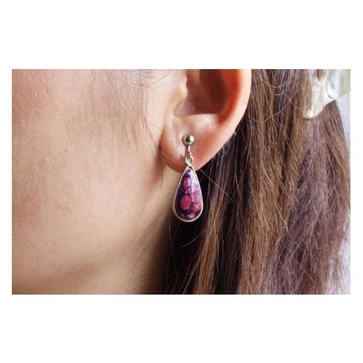 ふるさと納税 陶磁器・漆器・ガラス 愛知県 名古屋市 色:赤透 尾張七宝窯元 加藤七宝製作所 雫イヤリング 色:赤透