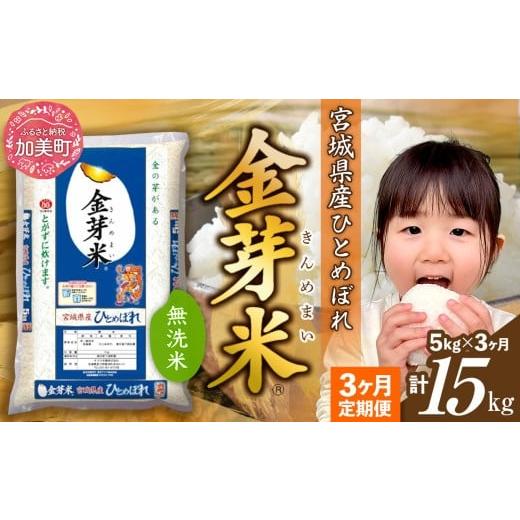 ふるさと納税 米 ひとめぼれ 宮城県 加美町 定期便 3回 金芽米 無洗米 令和7年産 宮城県産 ひとめぼれ 計15kg( 5kg ×3回) カメイ 宮城県 加美町 km-my-knm05…