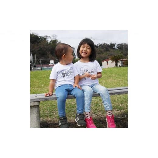 ふるさと納税 神奈川県 逗子市 2人兄弟姉妹でおそろい／アイスクリーム Sigle×Double プリント／ Tシャツ2枚組ギフトセット【出産祝い・誕生日・ギフト・プレ… 