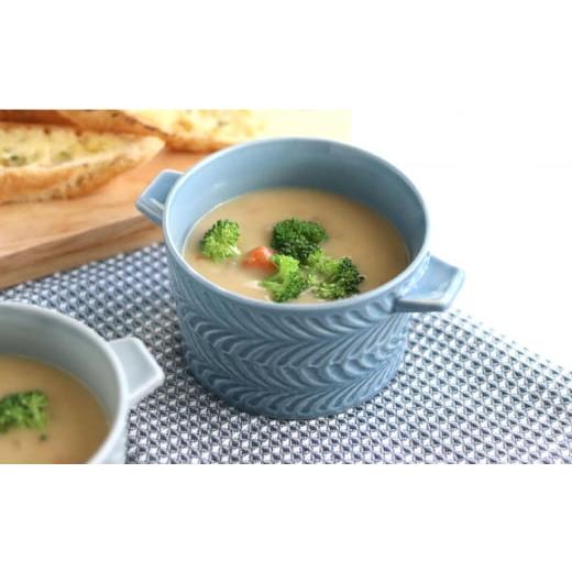 ふるさと納税 食器・グラス 皿 長崎県 波佐見町  波佐見焼 ローズマリー ココット Tボウル グレー・ブルーグレー ペアセット 食器 皿 翔芳窯 FE153の画像