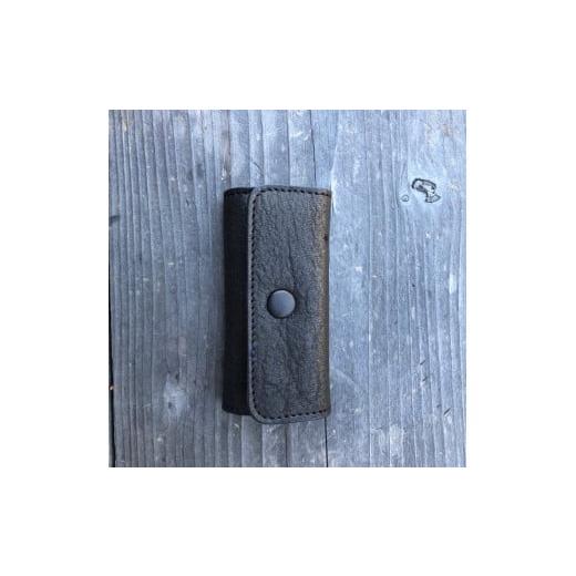 ふるさと納税 小物 広島県 東広島市 広島ジビエレザー鹿革コンパクトキーケース 01ブラック ブラック