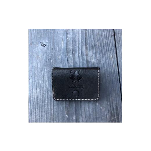 ふるさと納税 財布 広島県 東広島市 広島ジビエレザー 鹿革ボックス型二つ折りコインケース 01ブラック ブラック