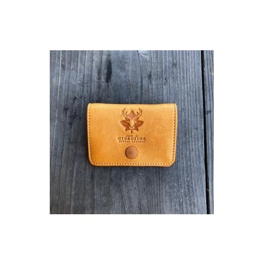 ふるさと納税 財布 広島県 東広島市 広島ジビエレザー 鹿革ボックス型二つ折りコインケース 02キャメル キャメル