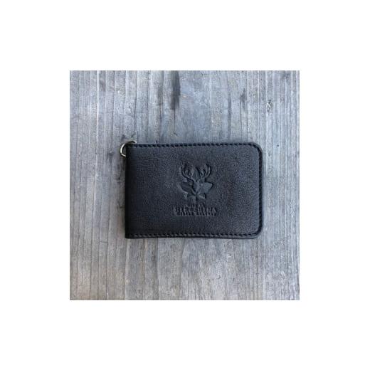 ふるさと納税 小物 広島県 東広島市 広島ジビエレザー 東広島産天然鹿革二つ折りID/パスケース 免許証入れやマイナンバーカード入れにも 01ブラック ブラッ…