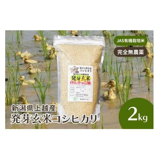 ふるさと納税 玄米 新潟県 上越市 令和7年・新潟県産|JAS有機栽培アイガモ農法 コシヒカリ 発芽玄米 2kg