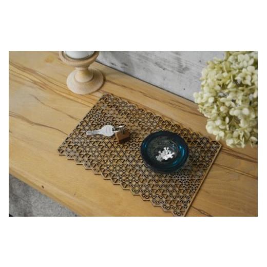 ふるさと納税 雑貨・日用品 鳥取県 智頭町 T1-2-3 智頭杉のプレイスマット 組子文様／山／四角(L) 山／四角(L)