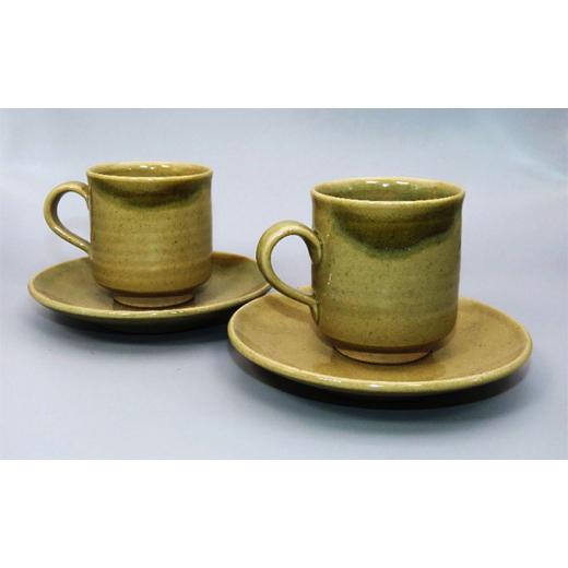 ふるさと納税 陶磁器・漆器・ガラス 岡山県 瀬戸内市 虫明焼 コーヒーカップ＆ソーサー 2個組（曙窯 作） No.5735-1333の画像