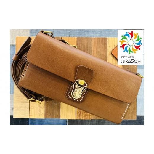 ふるさと納税 財布 沖縄県 浦添市 レザーベース BAGウォレット(チョコ)|沖縄県 浦添市 栃木レザー 財布 バッグ バック型 長財布 革製品 革小物 レザー お…