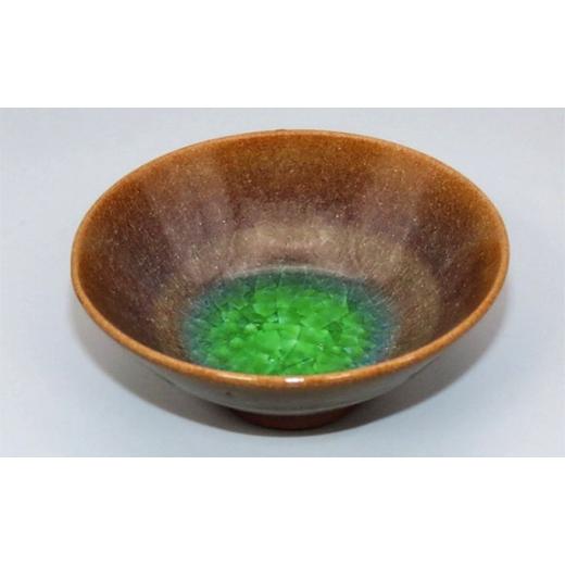 ふるさと納税 陶磁器・漆器・ガラス 岡山県 瀬戸内市 虫明焼 灰釉彩貫入盃 翡翠（黒井博史 作） No.5735-1351の画像