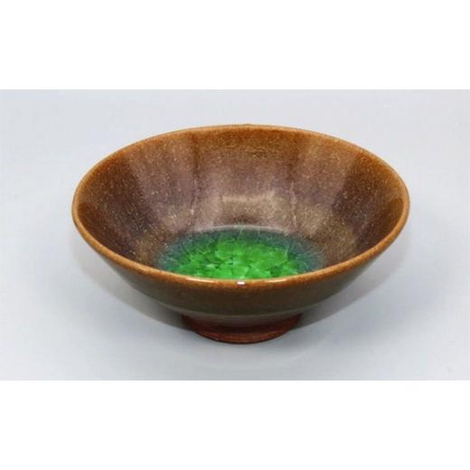 ふるさと納税 陶磁器・漆器・ガラス 岡山県 瀬戸内市 虫明焼 灰釉彩貫入盃 翡翠（黒井博史 作） No.5735-1351の画像