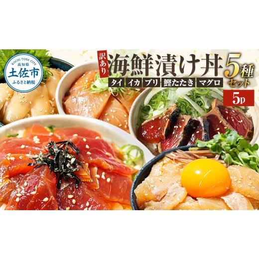 ふるさと納税 魚貝類 高知県 土佐市 訳あり 海鮮漬け丼 (5種×各1P)計5P セット マグロ 鯛 イカ ブリ 鰹のたたき 海鮮丼セット 漬け丼 海鮮丼 国産 漬け づ…