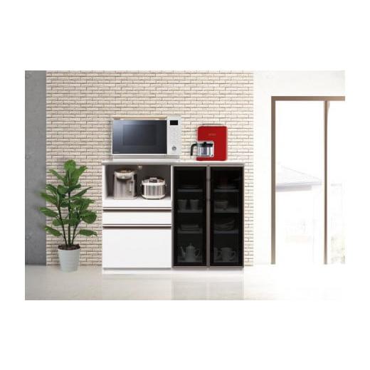 ふるさと納税 家具 収納家具 福岡県 大川市 (ホワイト) 開梱設置 ゼブラ キッチンカウンター 幅120cm キッチン収納 レンジ台 完成品 大型レンジ対応 ブラッ…