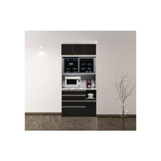 ふるさと納税 家具 収納家具 福岡県 大川市 (ブラック木目) 開梱設置/受注製作 レガシー キッチンボード 幅120cm 上置付 耐震 引き戸 食器棚 モイス キッチ…