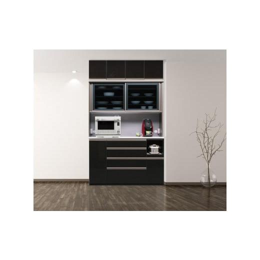 ふるさと納税 家具 収納家具 福岡県 大川市 (ブラック木目) 開梱設置/受注製作 レガシー キッチンボード 幅140cm 上置付 耐震 引き戸 食器棚 モイス キッチ…