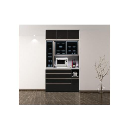 ふるさと納税 家具 収納家具 福岡県 大川市 (ブラック木目) 開梱設置/受注製作 レガシー キッチンボード 幅130cm 上置付 耐震 食器棚 引き戸 ダイニングボ…
