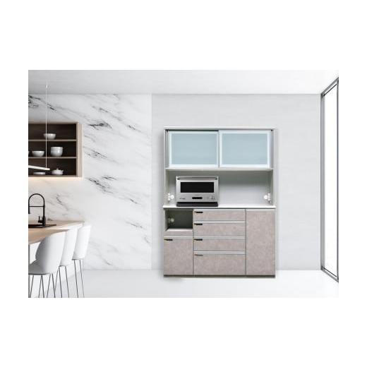 ふるさと納税 家具 収納家具 福岡県 大川市 (ムラミグレー) 開梱設置 オッド キッチンボード 幅150cm 耐震 引き戸 食器棚 オープンボード 完成品 カップボー…