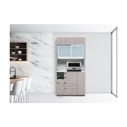 ふるさと納税 家具 収納家具 福岡県 大川市 (ムラミグレー) 開梱設置 オッド キッチンボード 幅110cm 上置き付 耐震 引き戸 食器棚 オープンボード 完成品 …