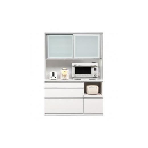 ふるさと納税 家具 収納家具 福岡県 大川市 (ホワイト柾目) 開梱設置 カリーナ キッチンボード 幅140cm 耐震 引き戸 食器棚 オープンボード 完成品 カップボ…