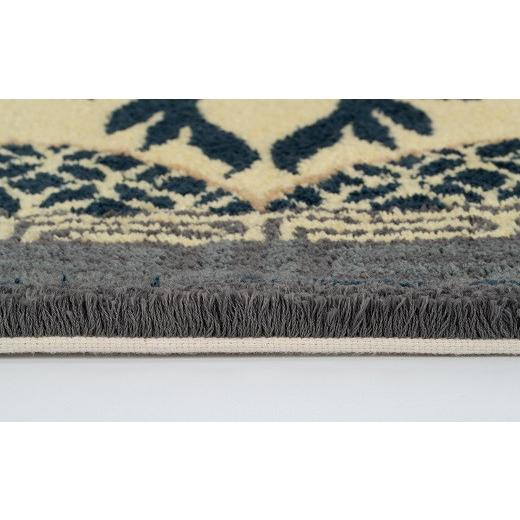 ふるさと納税 織物・繊維品 佐賀県 佐賀市 鍋島緞通 手刺繍 牡丹唐草七宝縁二重雷文／灰白地墨：C510-005の画像