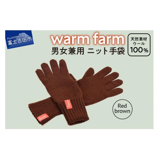 ふるさと納税 小物 山梨県 富士吉田市 手袋 光吸収発熱ウール 「 ウォームファーム ニット手袋 」 レッドブラウン 暖かい ウール 発熱素材 レディース メンズ…