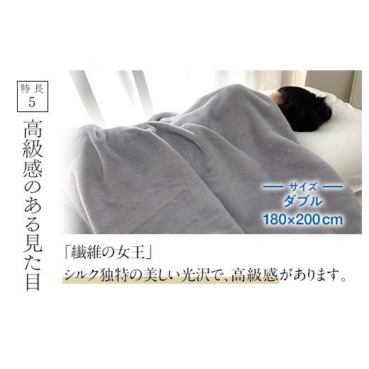 ふるさと納税 タオル・寝具 毛布 大阪府 泉大津市 ザ・毛布「プレミアム シルク」グレー ダブル 180×200cm シルク毛布 (上質な絹・silkを使った 掛け布団 ブ…の画像