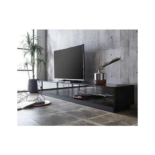 ふるさと納税 家具 インテリア・寝具・収納 福岡県 大川市  開梱設置 テレビ台 ルーチェ ガラスタイプ 幅210-240cm TV ブラック 黒 テレビボード TV台 TVボー…の画像