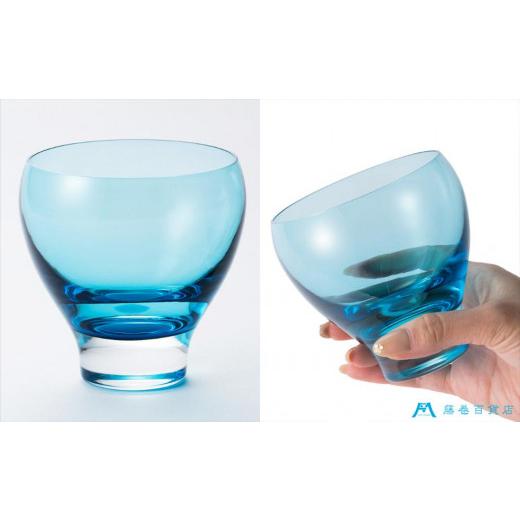 ふるさと納税 雑貨・日用品 グラス 北海道 小樽市 DW004 藤巻百貨店 深川硝子工芸／国産クリスタルグラス「GOKAN」Fujimaki Blue（OWAN）の画像
